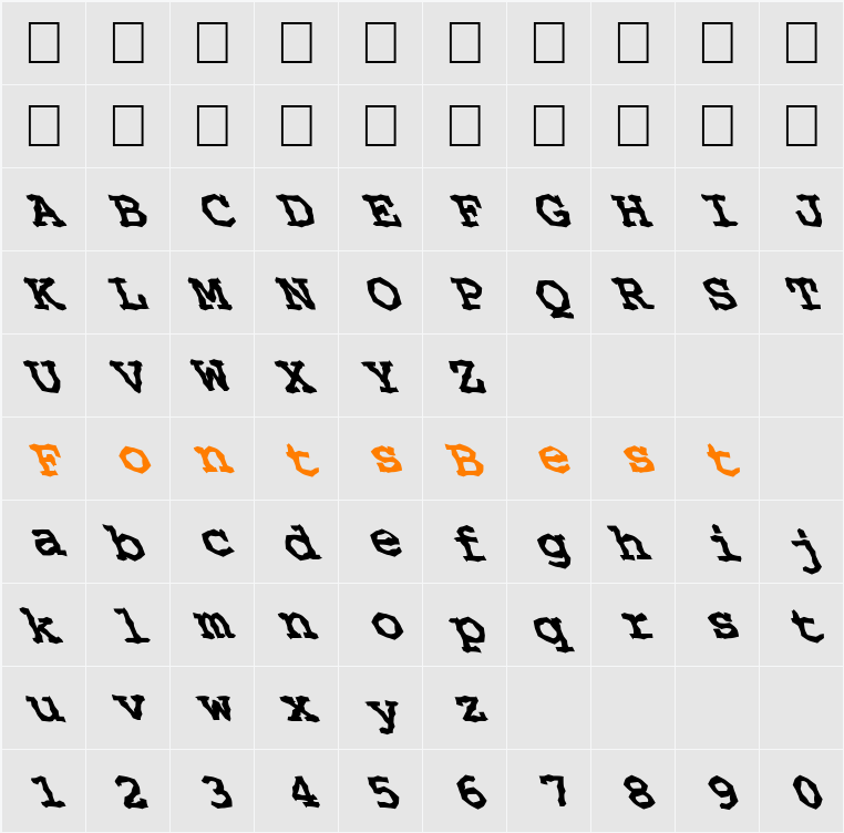 FZ WACKY 35 LEFTY Character Map