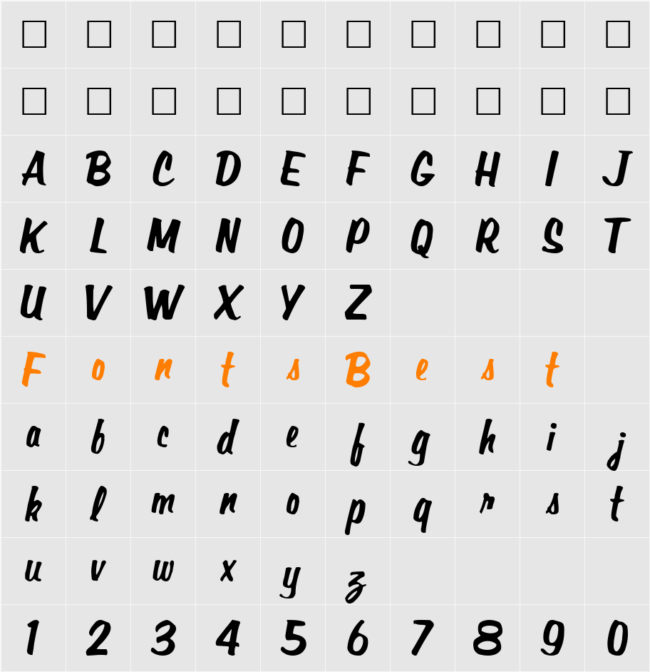 CanAm ttstd Character Map