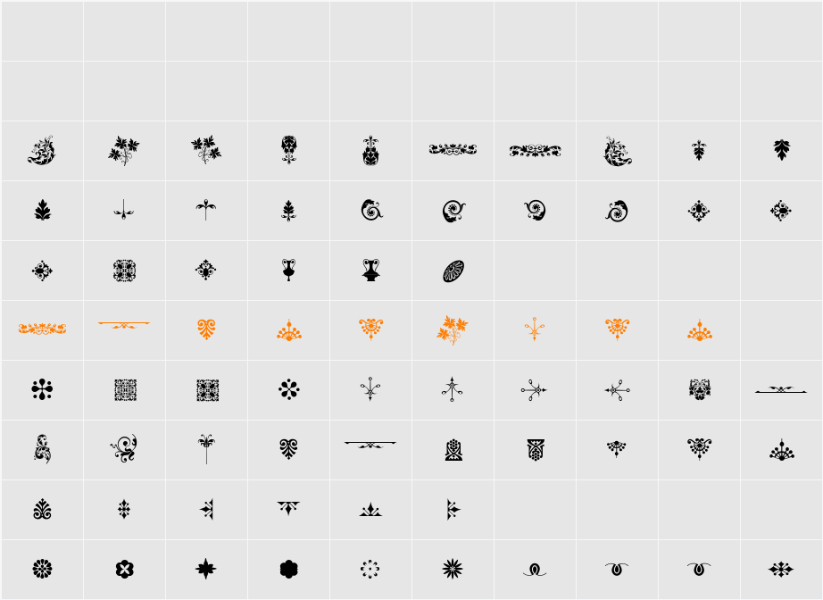 Micro Fleurons Eighteen Character Map