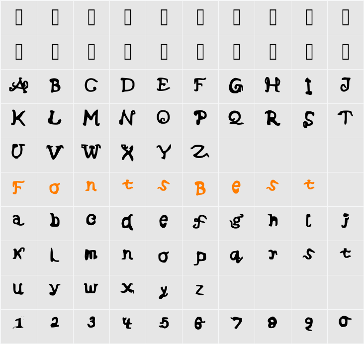 Fancy_sans Character Map