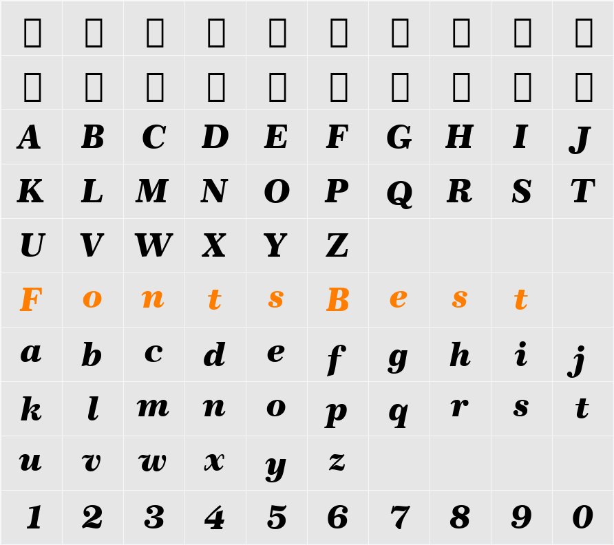 Century751 Blk BT Character Map