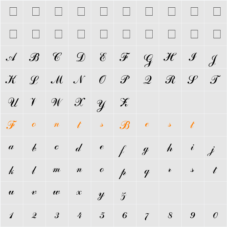 ArtScript Character Map