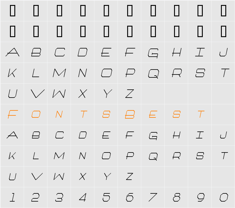 Millennium-Condensed Character Map