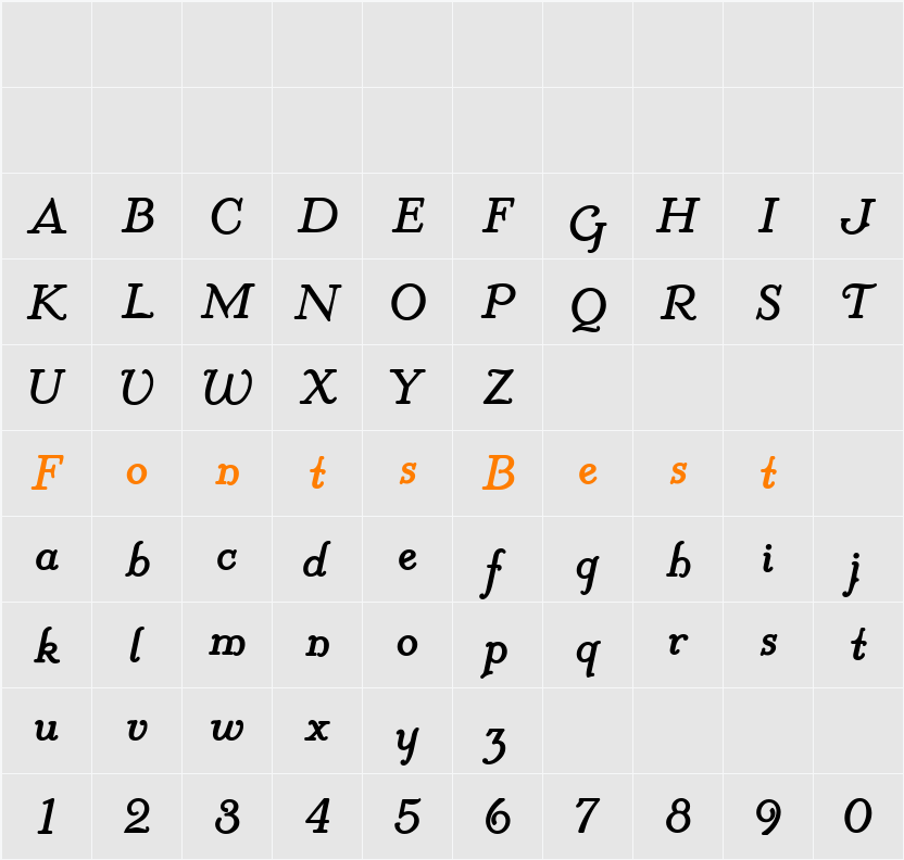 McKenna Handletter NF Bold Italic Character Map