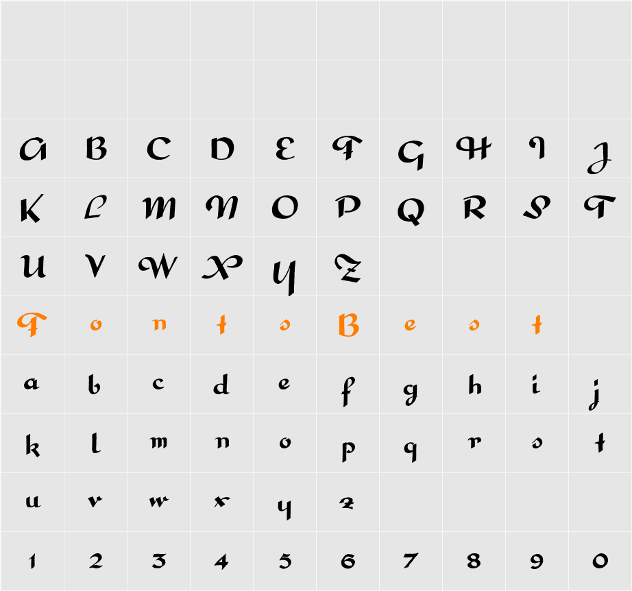 Interdite Script Character Map