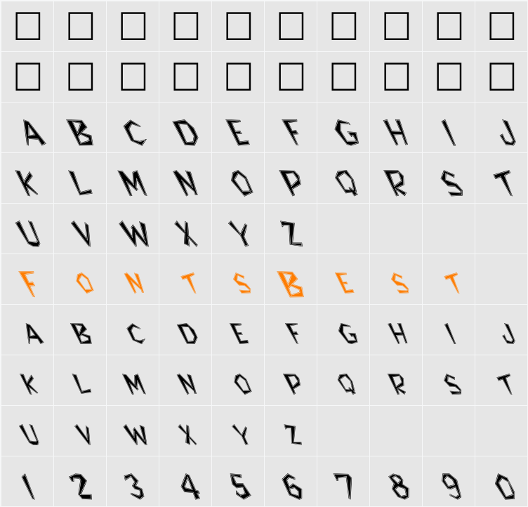 FZ JAZZY 8 CONTOUR LEFTY Character Map