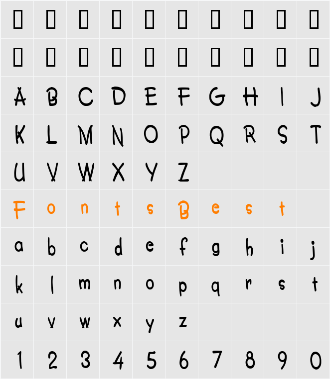 Crayon-Condensed Character Map