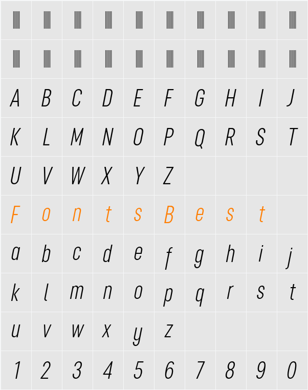 Opinion Pro ExCn Lt Character Map