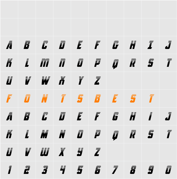 Antilles Halftone Italic Character Map