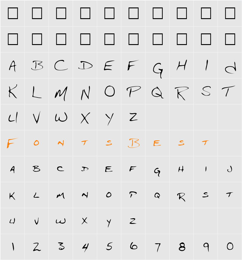 CartersHand Character Map