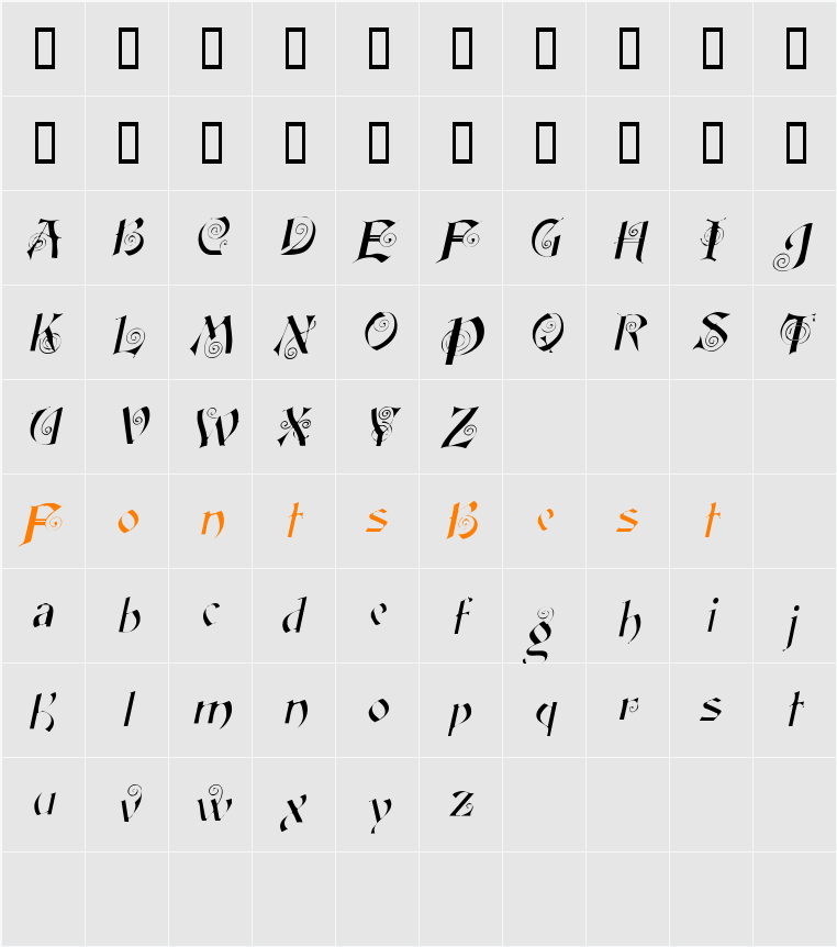 FairyScrollDisplay Character Map