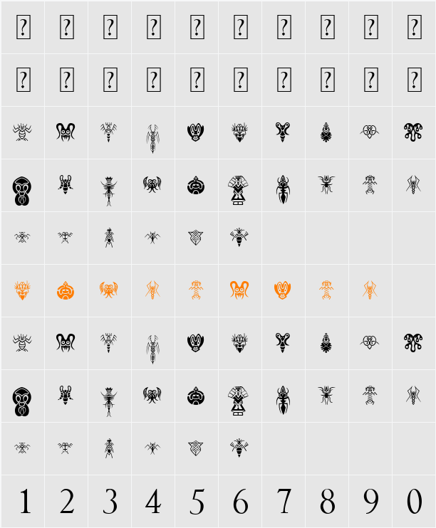 Abstract Alien Symbols Character Map