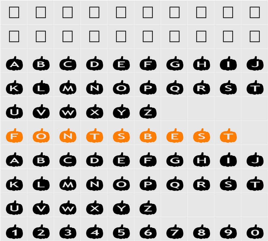 AlphaShapes pumpkins Character Map