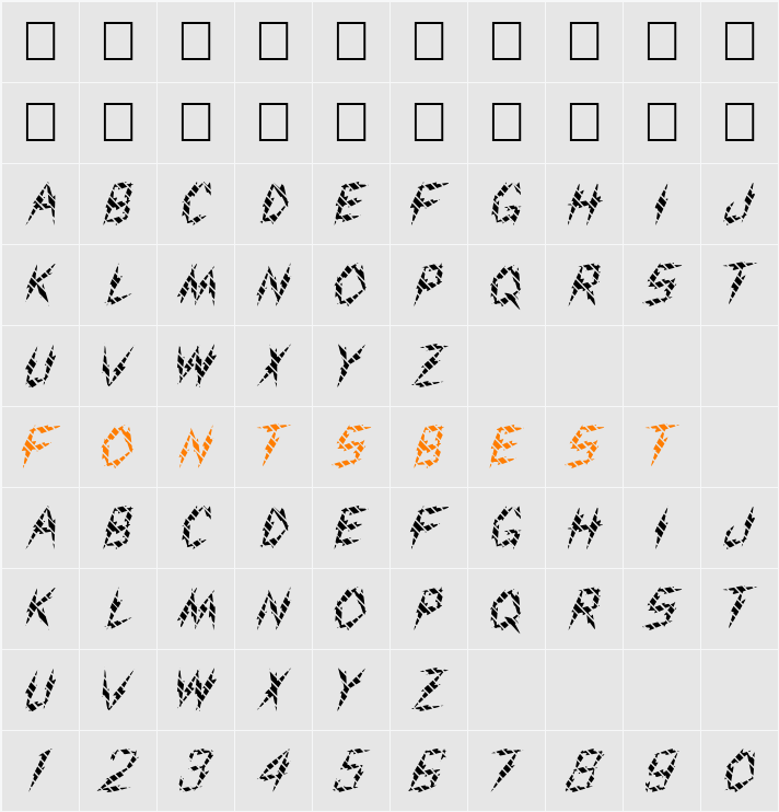 FZ UNIQUE 19 STRIPED Character Map