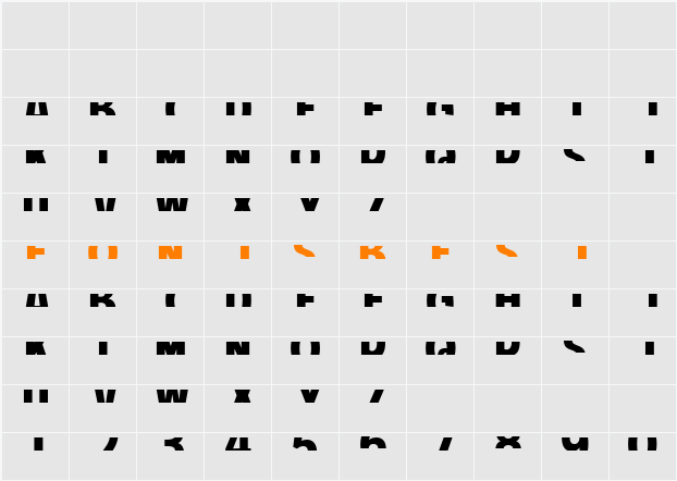 American Purpose STRIPE 1 Character Map