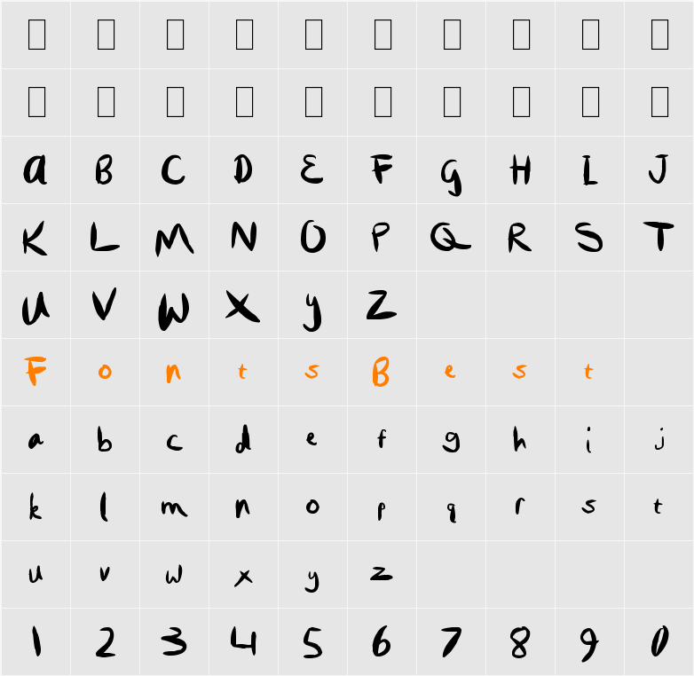 Custom Handwriting #1 Character Map