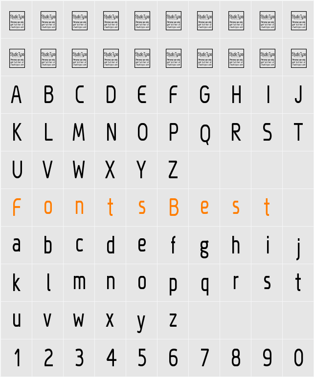 Megi Sans Narrow Character Map