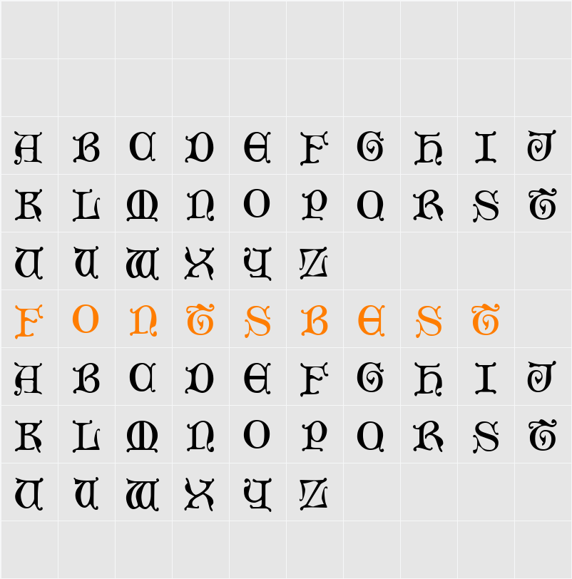 Mediaeval Caps Character Map