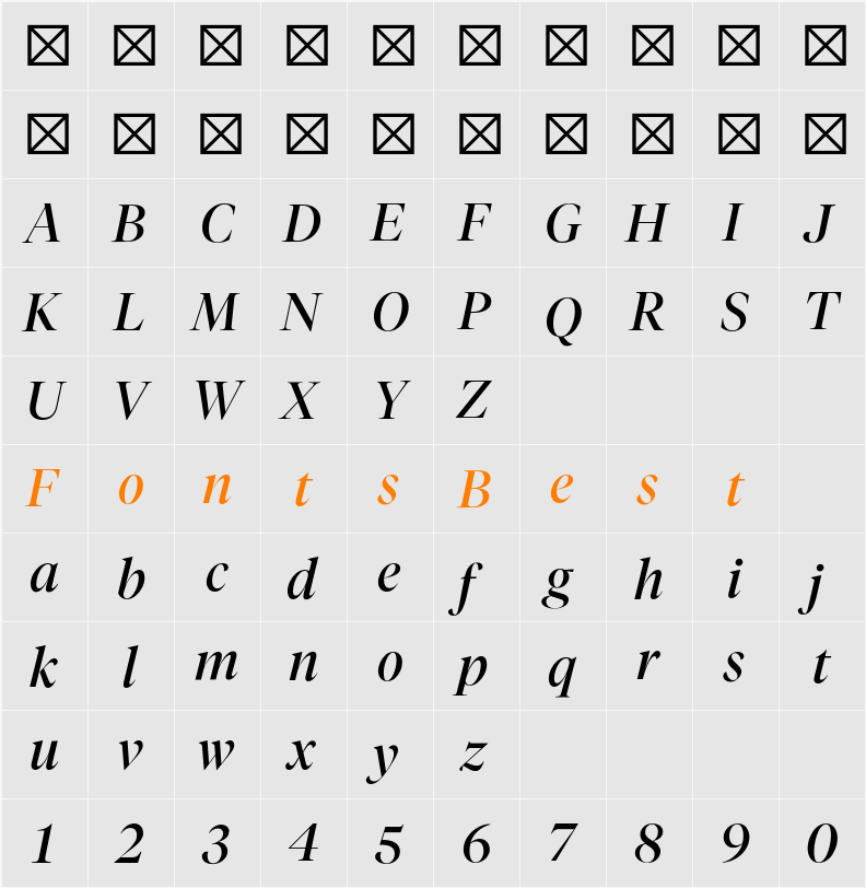 Tiempos Fine Regular Italic Character Map