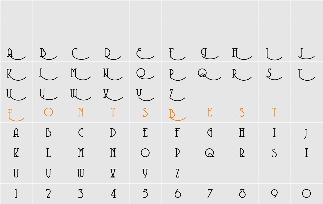 CoventryGarden Character Map