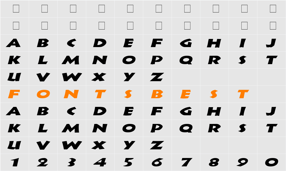 Indy Extended Character Map