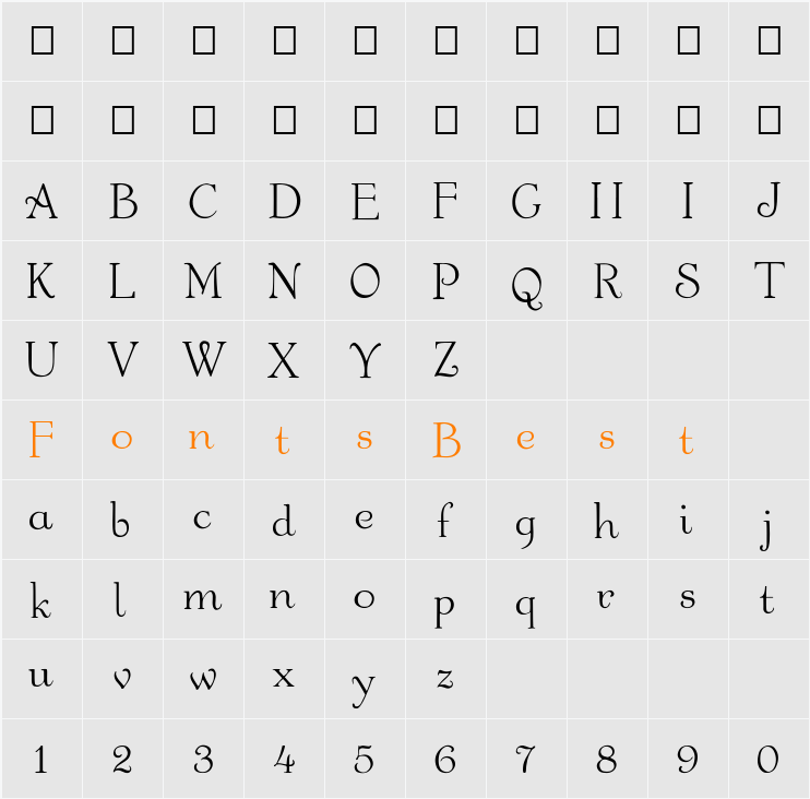 FZ ROMAN 16 Character Map