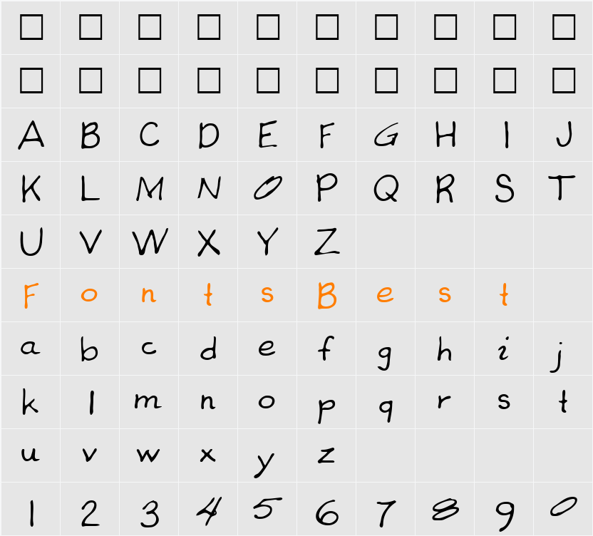 Byfield Character Map