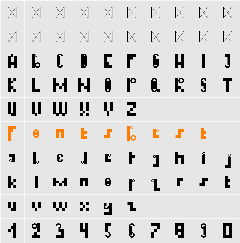 Ornamika CF Character Map