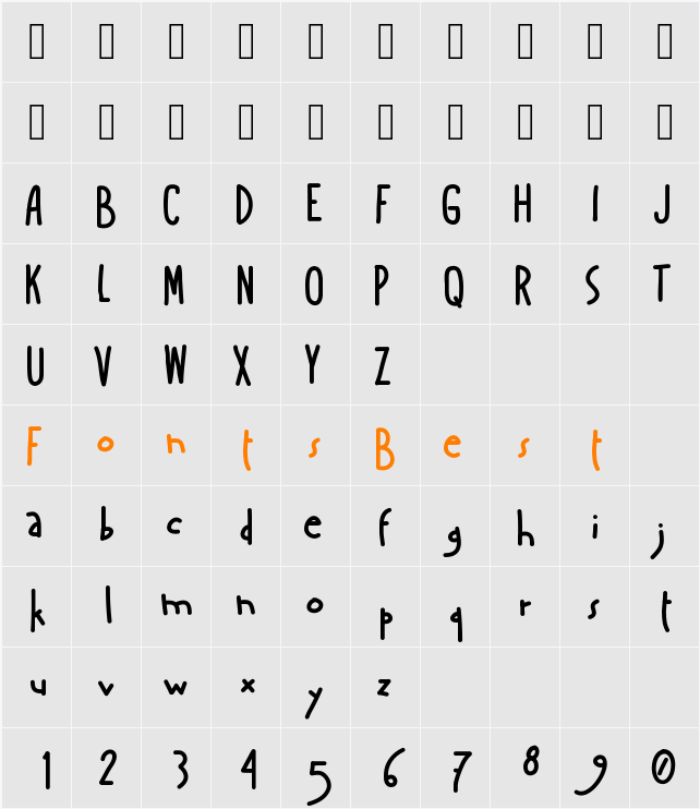 AManoBoldensada Character Map