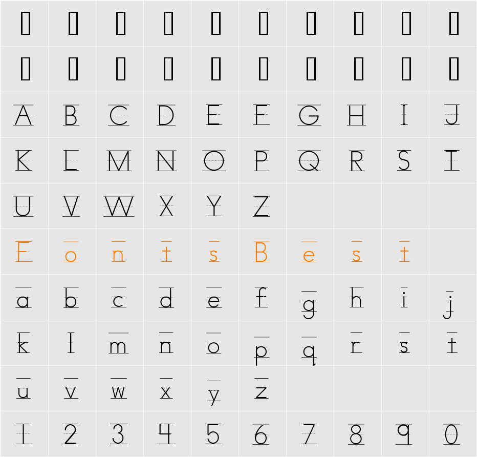 AbcPrintLined Character Map