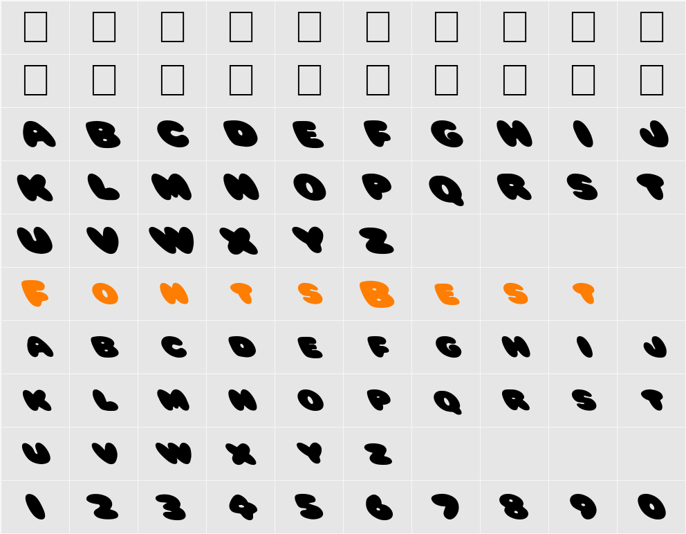 FZ JAZZY 59 LEFTY Character Map