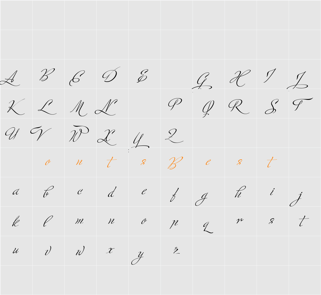 Ministry Script Stylistic HFF Character Map