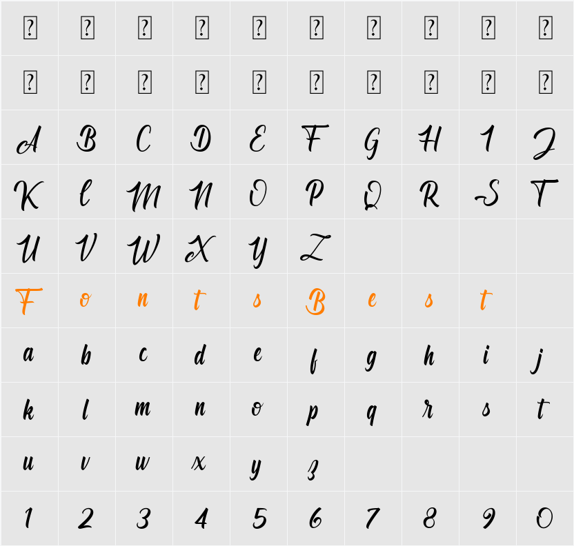 Angelinatta Personal Use Only Character Map