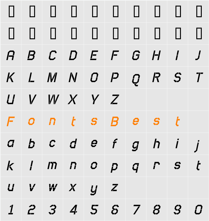 Camo SansHeavy Oblique Character Map