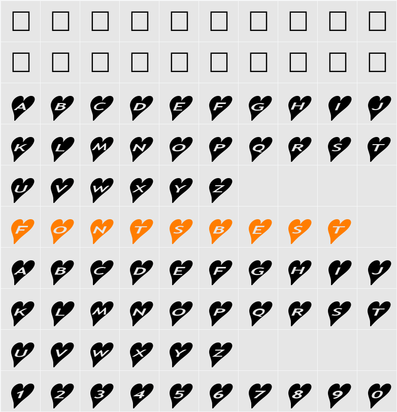 AlphaShapes hearts 2a Character Map