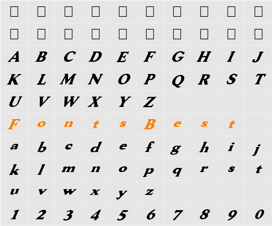 FZ ROMAN 30 ITALIC Character Map