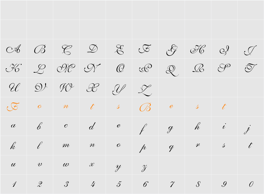 Allegretto Script Two Character Map