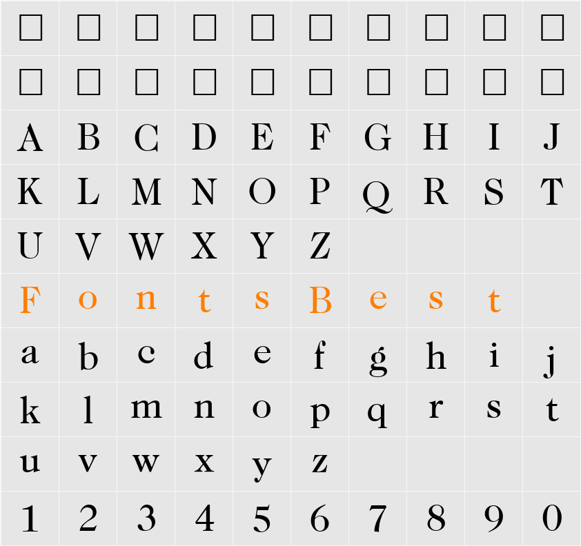 Caslon Character Map