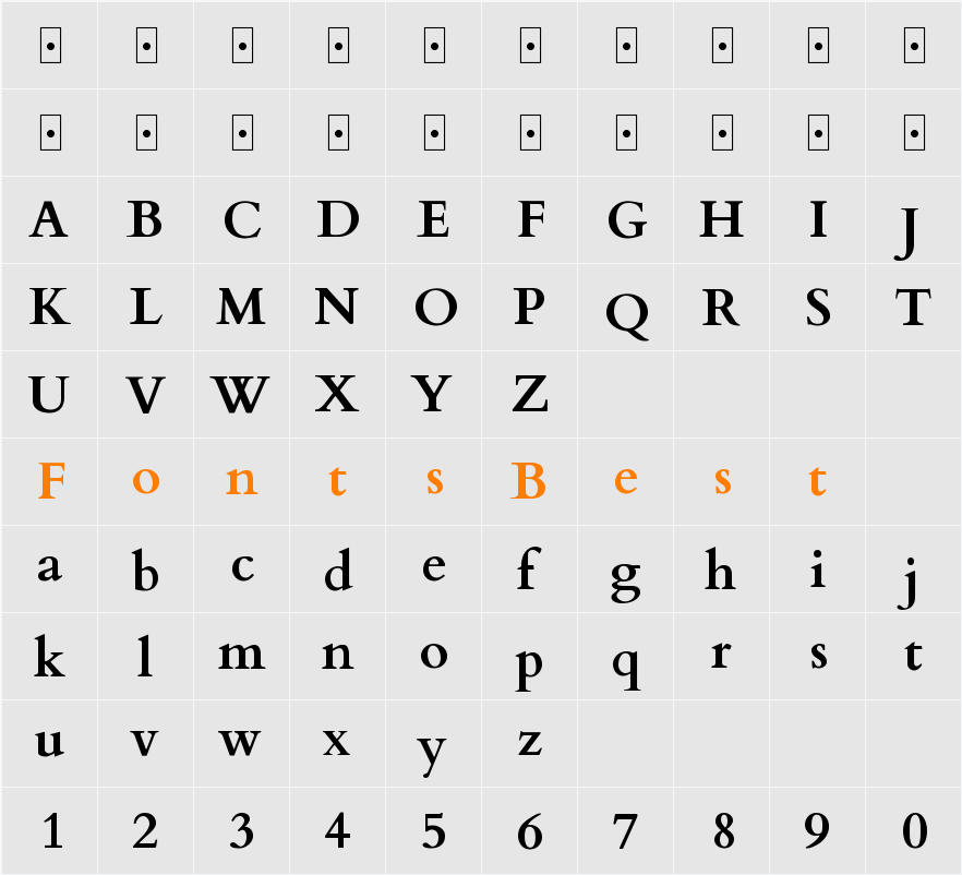 Cardo Character Map