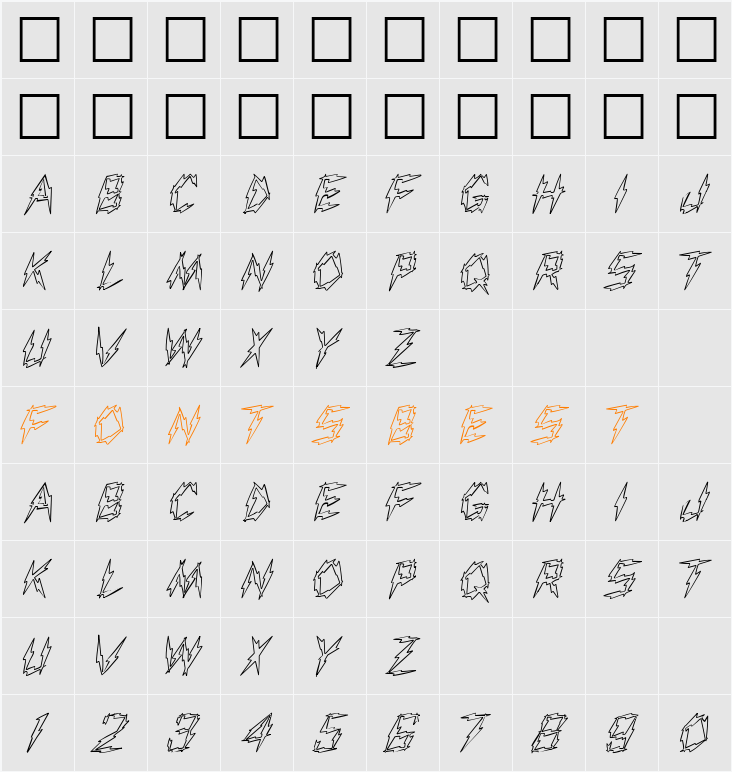 FZ UNIQUE 19 HOLLOW Character Map