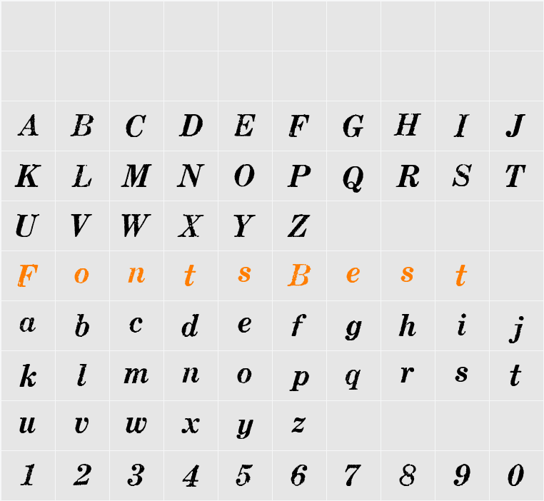 Matchwood Bold Italic WF Character Map