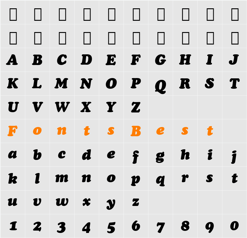 Cooper BlkIt BT Character Map