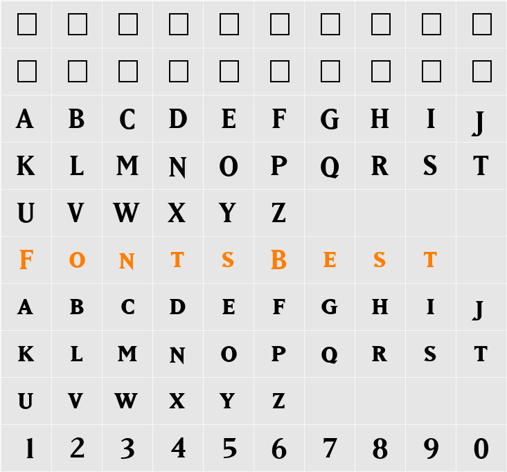 MatrixBoldSmallCaps Character Map