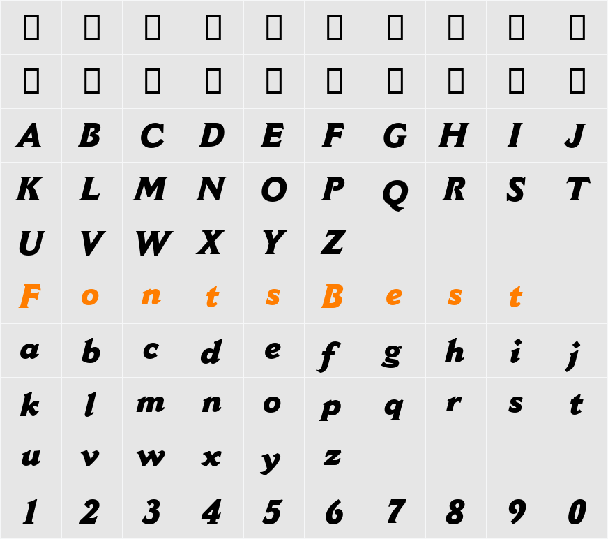 Cantoria MT ExtraBold Character Map