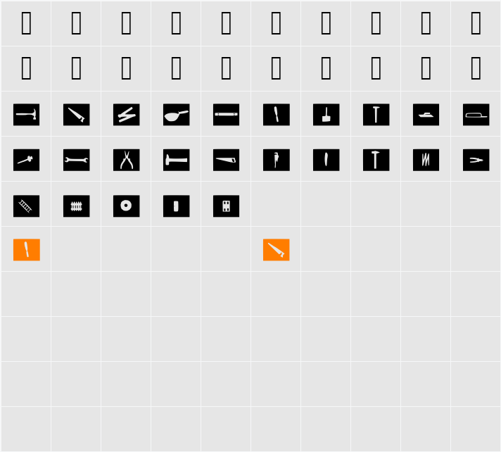 Carpenter Tools Character Map