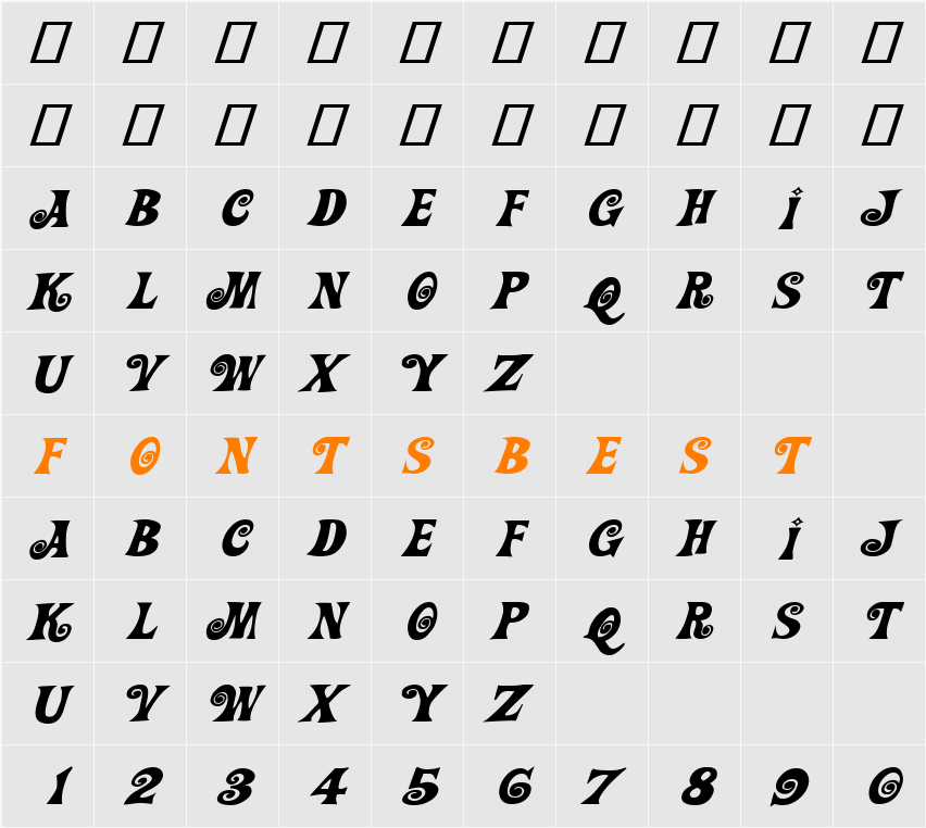 Action Is, Wide & Diagonal JL Character Map