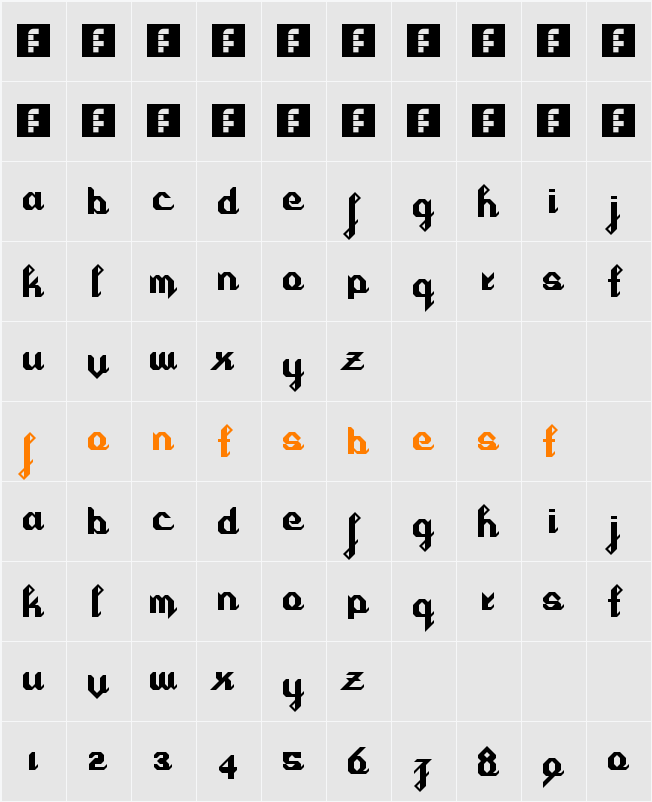 Cursivertex Character Map