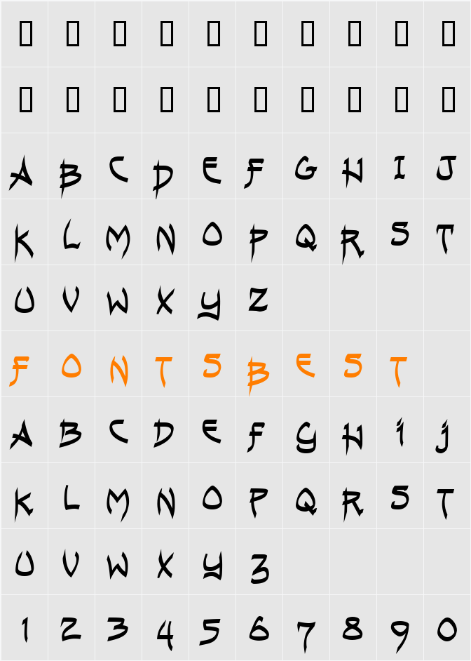 Andreas Pen MF Character Map