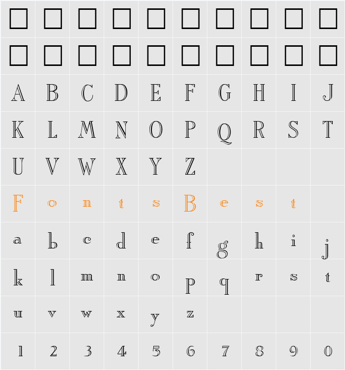 ArbiterOpenface DB Character Map