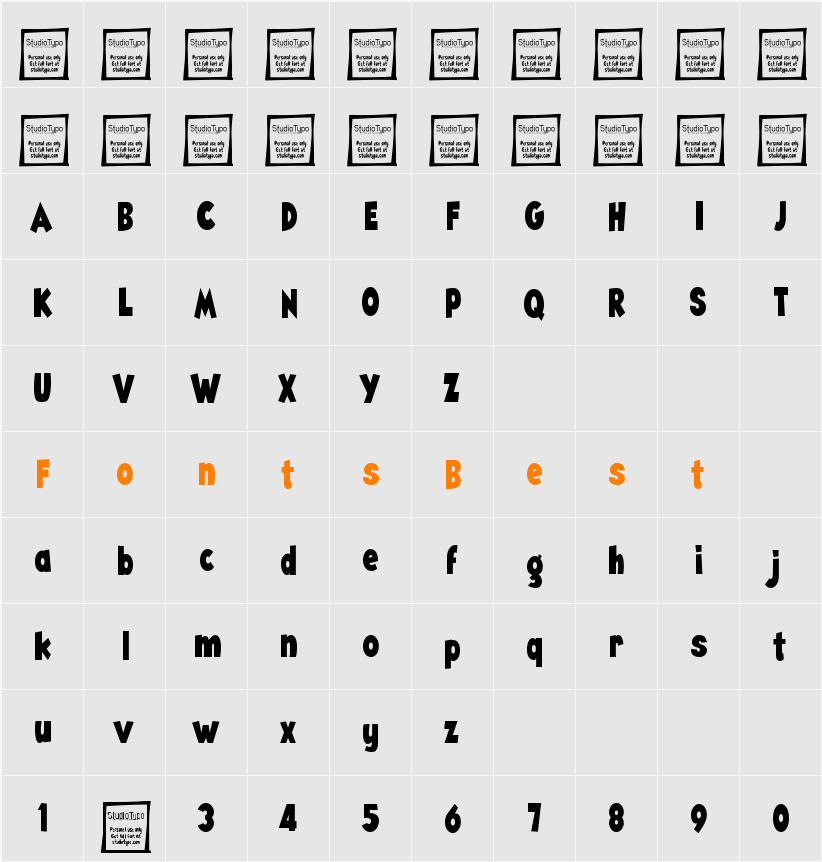 Angella Narrow Character Map